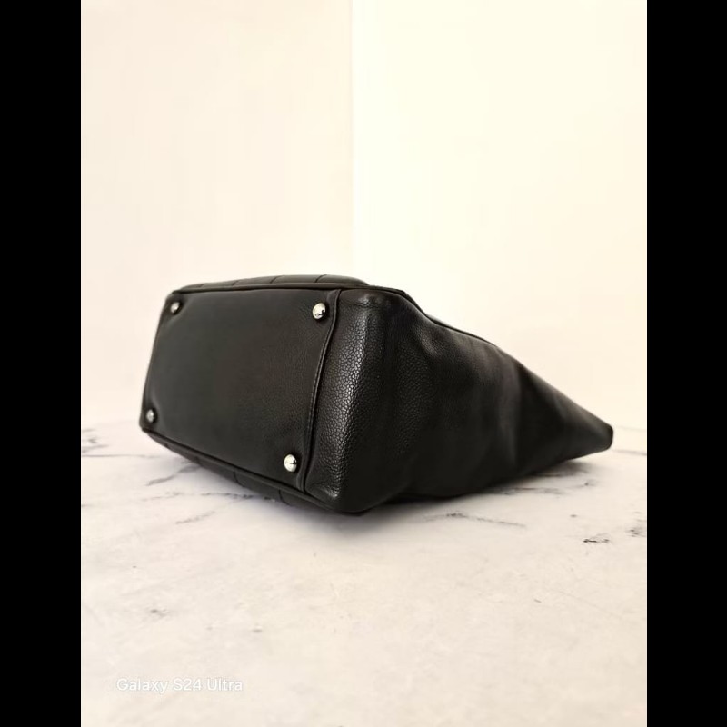 【LA LUNE】絕版中古包 Chanel黑色銀冰格魚子醬托特包 斜背包 單肩包 側背包小包-7