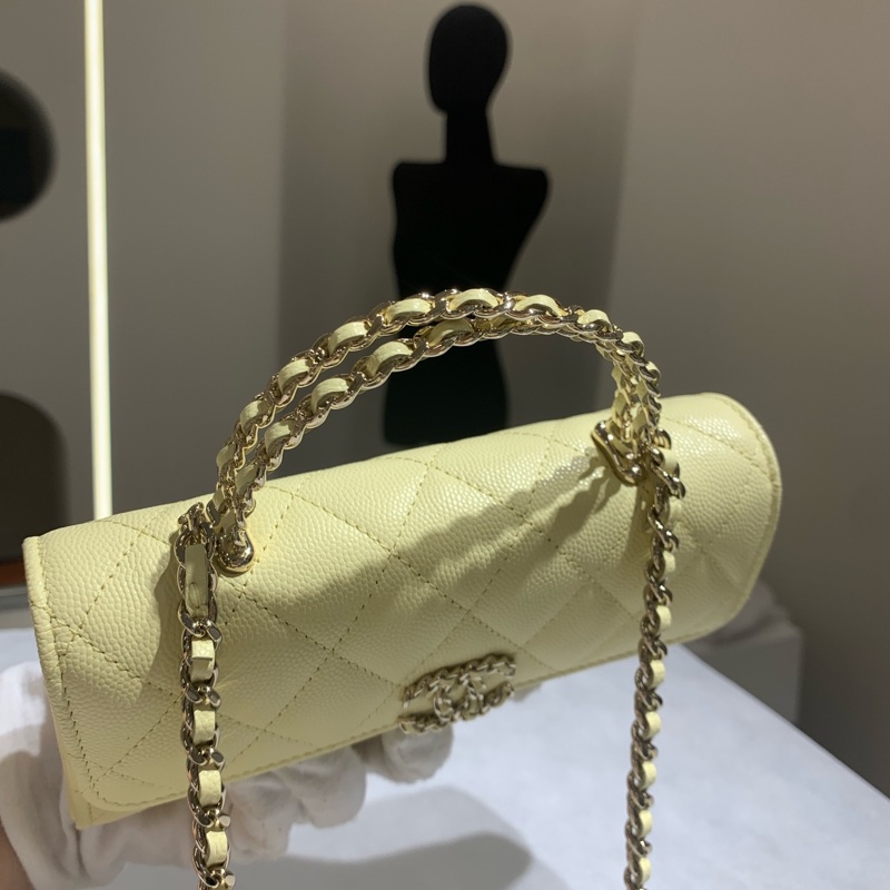 99新💚Chanel香奈兒 小雞黃 荔枝皮 橫版 Kelly 大號斜背包手提包✨正品保障❤️-1