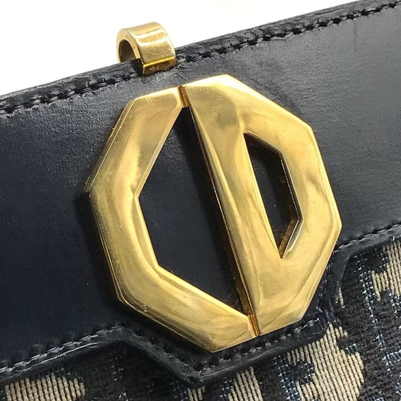 【LA LUNE】稀有中古包 Dior深藍老花凱莉口金古董包 單肩包 側背包 側孭揹包-2
