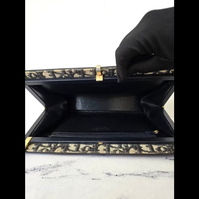 【LA LUNE】稀有中古包 Dior深藍老花凱莉口金古董包 單肩包 側背包 側孭揹包-4