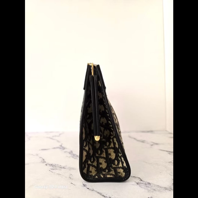 【LA LUNE】稀有中古包 Dior深藍老花凱莉口金古董包 單肩包 側背包 側孭揹包-6