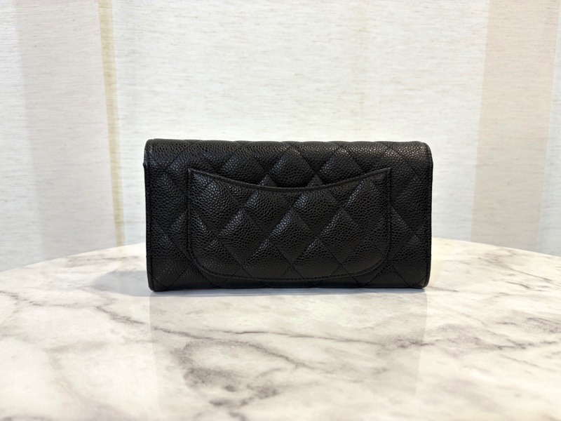 Chanel 黑荔枝皮金釦下蓋12卡長夾AP0241-1
