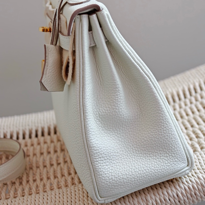 ✨Hermes 愛馬仕 Kelly25  蘑菇白 金扣內縫 togo皮 手提包斜背包 99新 B刻❤️正品保障-2