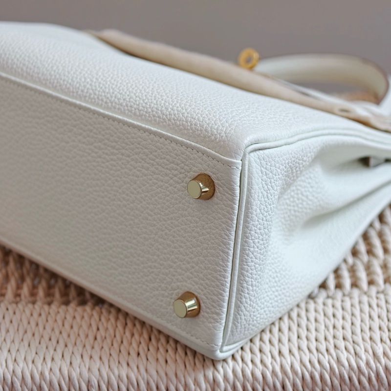 ✨Hermes 愛馬仕 Kelly25  蘑菇白 金扣內縫 togo皮 手提包斜背包 99新 B刻❤️正品保障-6