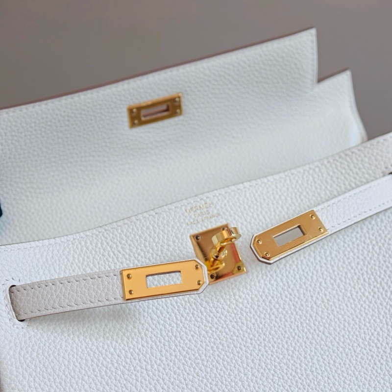 ✨Hermes 愛馬仕 Kelly25  蘑菇白 金扣內縫 togo皮 手提包斜背包 99新 B刻❤️正品保障-8