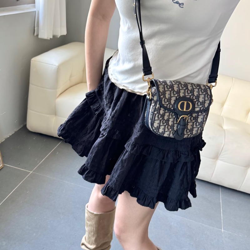 Dior迪奥藍色老花帆布經典馬鞍包Bobby中號🦓-21