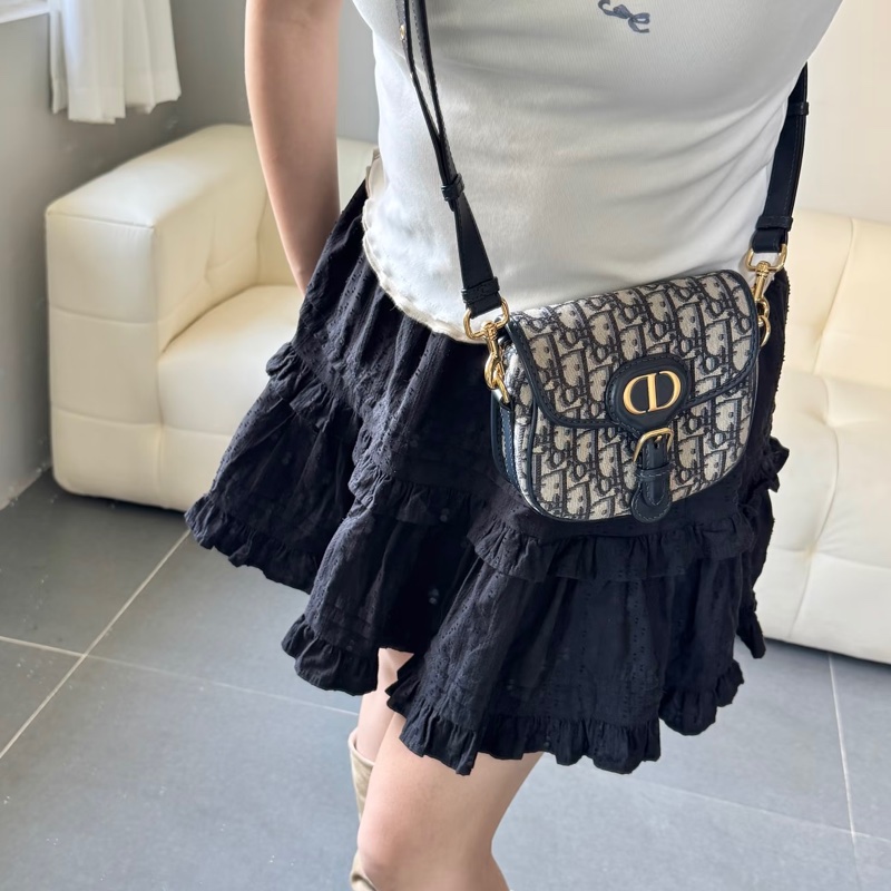 Dior迪奥藍色老花帆布經典馬鞍包Bobby中號🦓-22