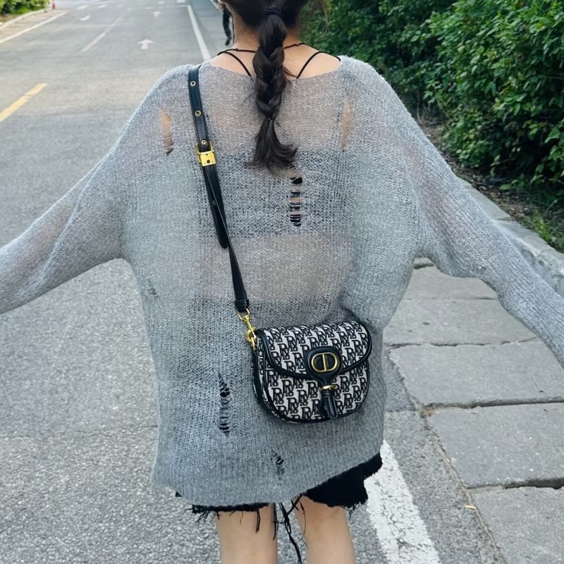 Dior迪奥藍色老花帆布經典馬鞍包Bobby中號🦓-24