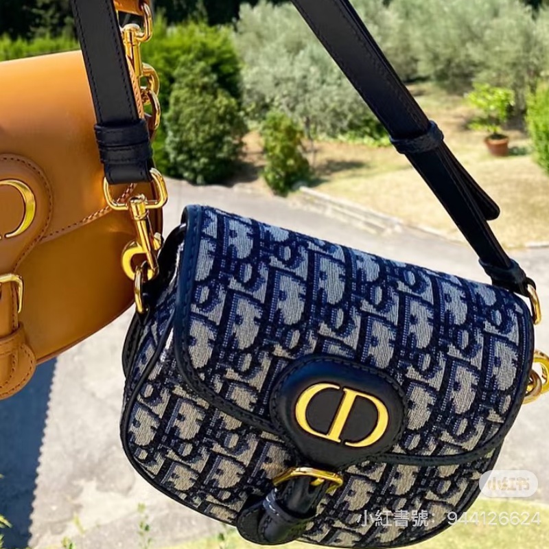 Dior迪奥藍色老花帆布經典馬鞍包Bobby中號🦓-32