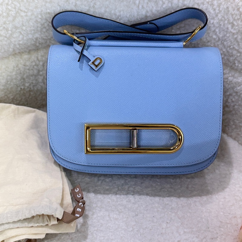 98新德爾沃/Delvaux Lingot 藍色斜挎包-8