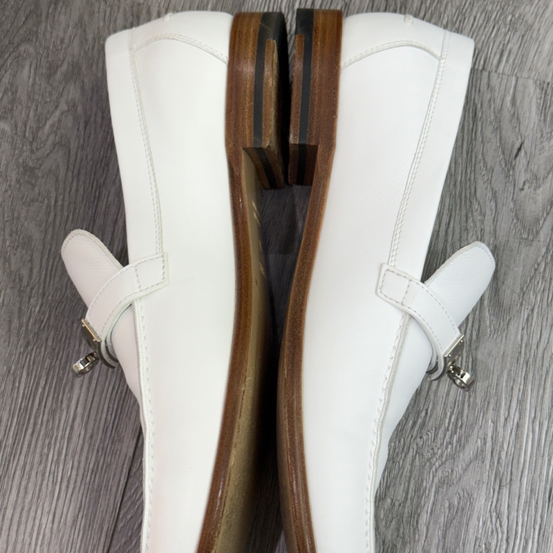愛馬仕/Hermes Kelly樂福鞋白色皮鞋38碼-7