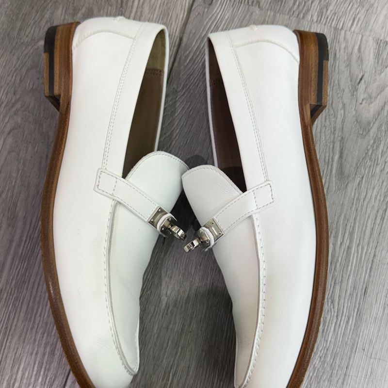 愛馬仕/Hermes Kelly樂福鞋白色皮鞋38碼-8