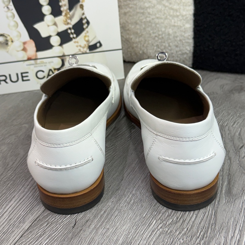 愛馬仕/Hermes Kelly樂福鞋白色皮鞋38碼-10