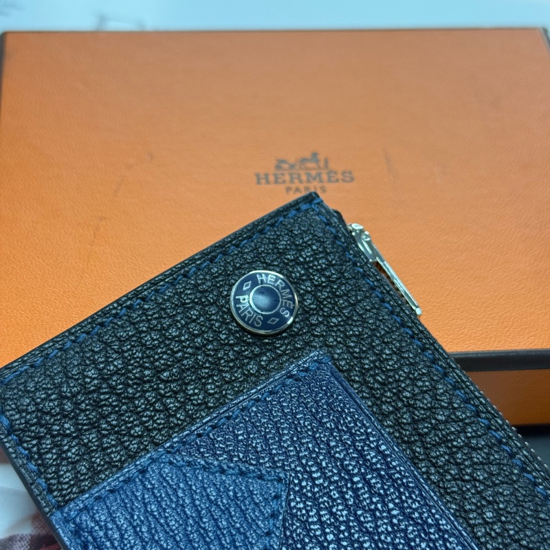 Hermes crocodile 拉鏈卡包  藍色-3