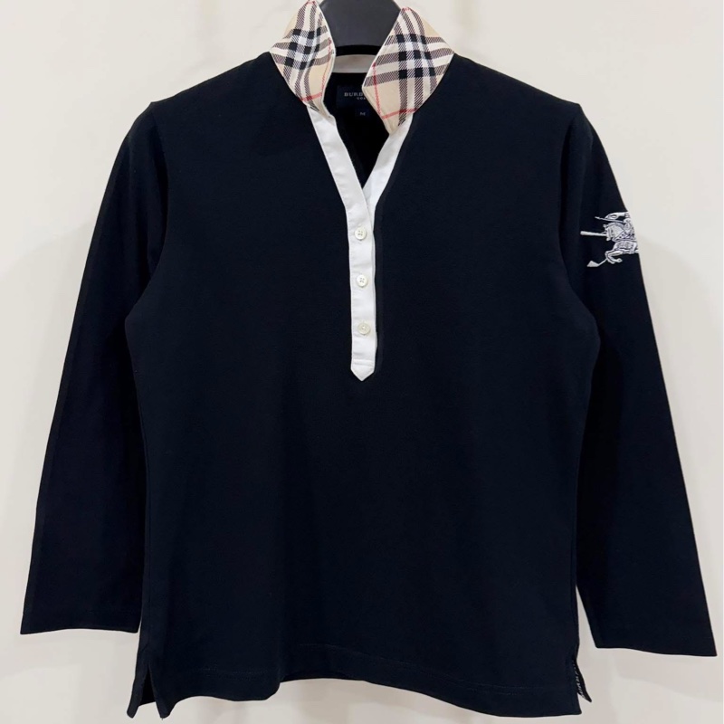 BURBERRY GOLF 黑色格紋領大戰馬上衣-1