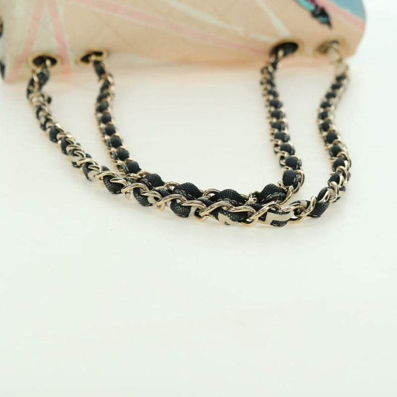 【日本直送】香奈兒 (CHANEL) Matelasse 鏈條肩背包 帆布 米色 金色 CC 標誌 Auth 177326SV-6