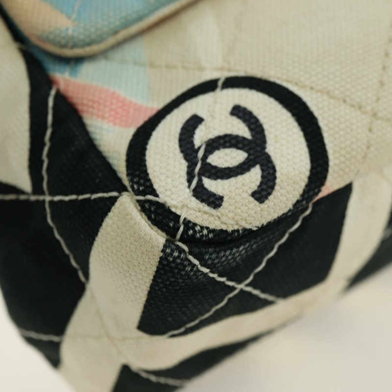 【日本直送】香奈兒 (CHANEL) Matelasse 鏈條肩背包 帆布 米色 金色 CC 標誌 Auth 177326SV-13