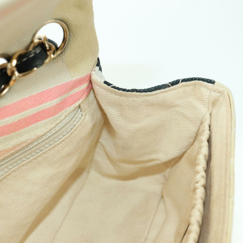 【日本直送】香奈兒 (CHANEL) Matelasse 鏈條肩背包 帆布 米色 金色 CC 標誌 Auth 177326SV-21