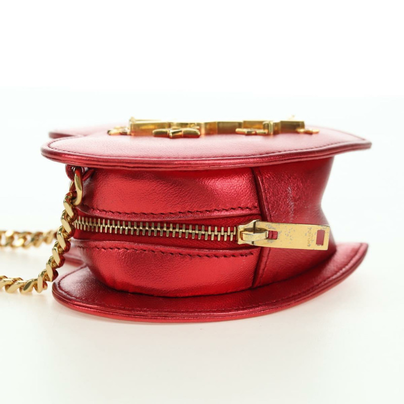【日本直送】SAINT LAURENT 愛心鏈單肩包 皮革 紅色 金色 正品 179049V-2