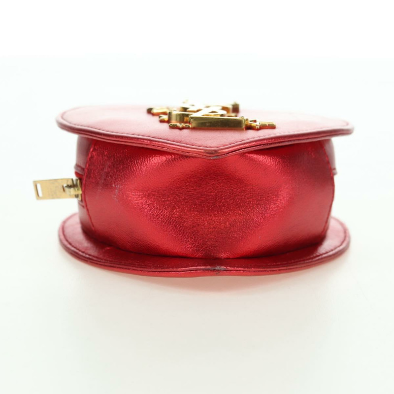【日本直送】SAINT LAURENT 愛心鏈單肩包 皮革 紅色 金色 正品 179049V-4