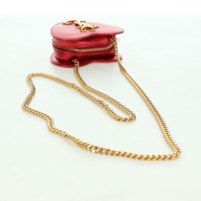 【日本直送】SAINT LAURENT 愛心鏈單肩包 皮革 紅色 金色 正品 179049V-6