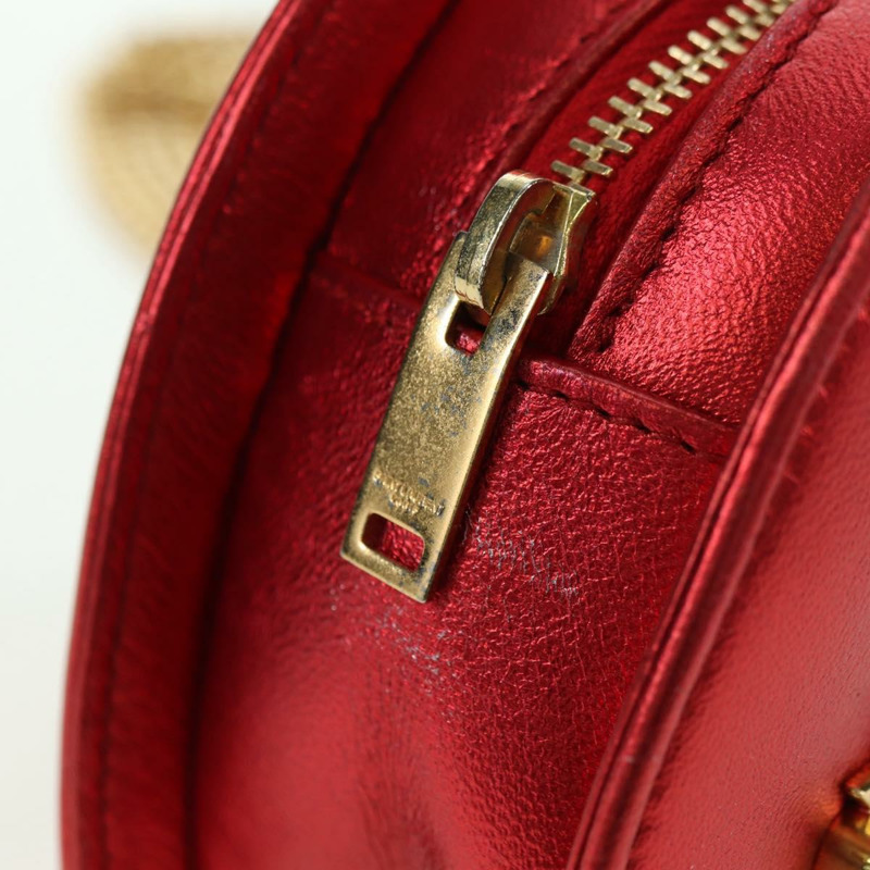 【日本直送】SAINT LAURENT 愛心鏈單肩包 皮革 紅色 金色 正品 179049V-8