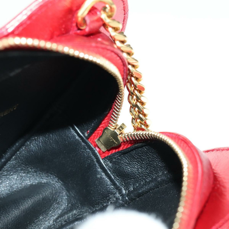 【日本直送】SAINT LAURENT 愛心鏈單肩包 皮革 紅色 金色 正品 179049V-19