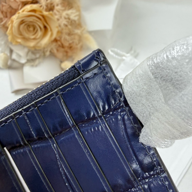 全新品 狀態良好 COACH 深藍色 牛皮卡夾零錢包  男女適用-6