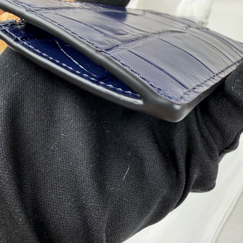 全新品 狀態良好 COACH 深藍色 牛皮卡夾零錢包  男女適用-9