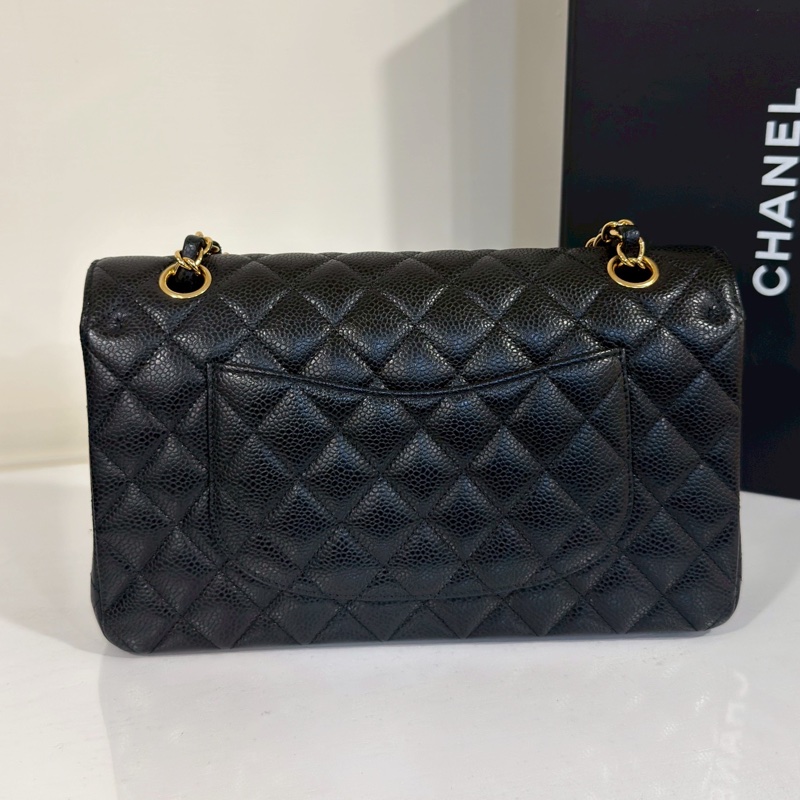 Chanel香奈兒CF25黑金荔枝皮口蓋包中號 閒置帶膜🈶購證-15