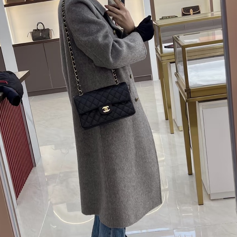 Chanel香奈兒CF25黑金荔枝皮口蓋包中號 閒置帶膜🈶購證-22