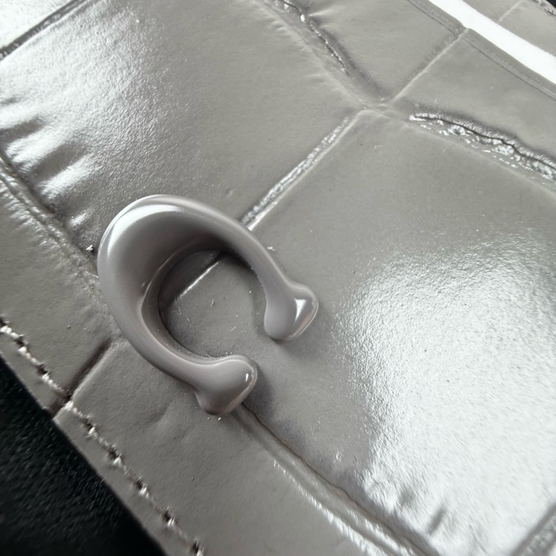 全新品 狀態良好 COACH 灰色 牛皮卡夾零錢包  男女適用-6