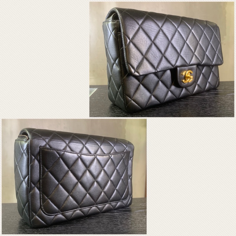 Chanel Vintage Lambskin Gold Diamond Quilted With 24k Gold-Plate CC Turn Lock Shoulder Bag With Single Strap In Black 香奈兒24k金CC扣單肩/斜孭袋-1