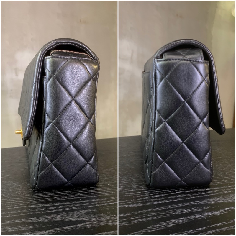 Chanel Vintage Lambskin Gold Diamond Quilted With 24k Gold-Plate CC Turn Lock Shoulder Bag With Single Strap In Black 香奈兒24k金CC扣單肩/斜孭袋-2