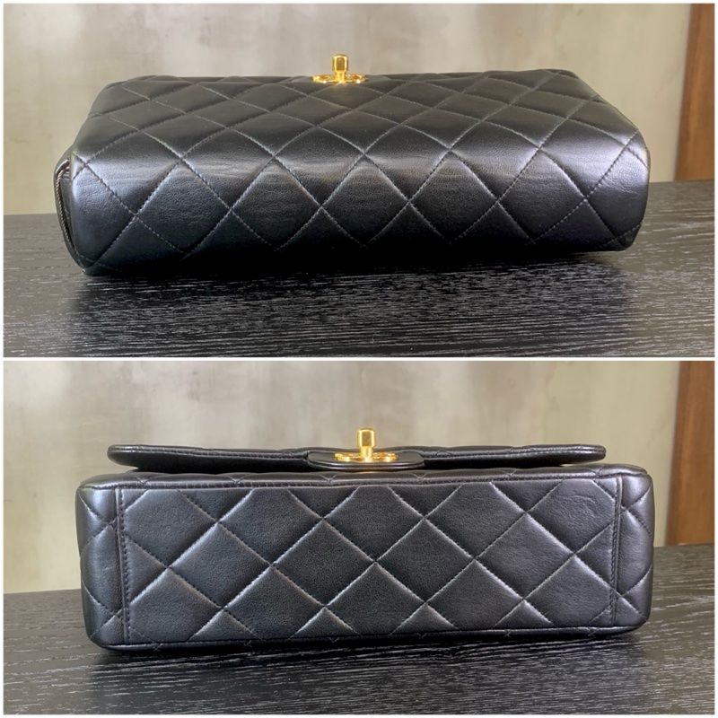 Chanel Vintage Lambskin Gold Diamond Quilted With 24k Gold-Plate CC Turn Lock Shoulder Bag With Single Strap In Black 香奈兒24k金CC扣單肩/斜孭袋-3