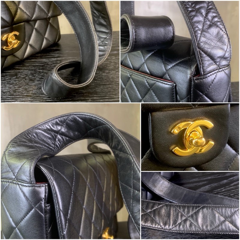 Chanel Vintage Lambskin Gold Diamond Quilted With 24k Gold-Plate CC Turn Lock Shoulder Bag With Single Strap In Black 香奈兒24k金CC扣單肩/斜孭袋-4