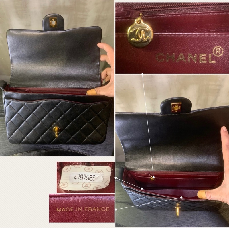 Chanel Vintage Lambskin Gold Diamond Quilted With 24k Gold-Plate CC Turn Lock Shoulder Bag With Single Strap In Black 香奈兒24k金CC扣單肩/斜孭袋-5