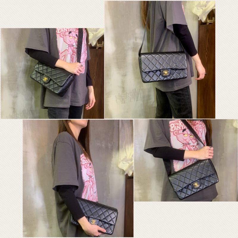 Chanel Vintage Lambskin Gold Diamond Quilted With 24k Gold-Plate CC Turn Lock Shoulder Bag With Single Strap In Black 香奈兒24k金CC扣單肩/斜孭袋-6