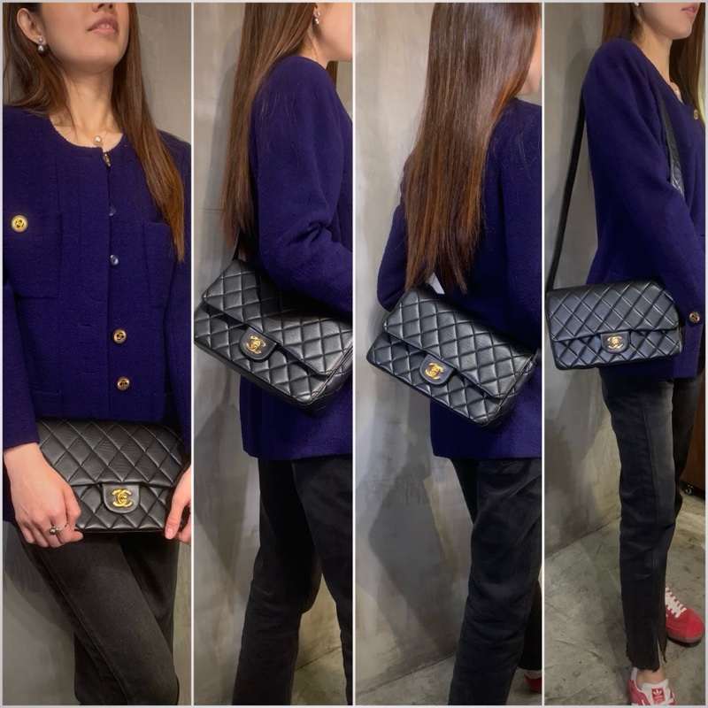 Chanel Vintage Lambskin Gold Diamond Quilted With 24k Gold-Plate CC Turn Lock Shoulder Bag With Single Strap In Black 香奈兒24k金CC扣單肩/斜孭袋-7