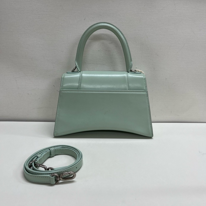 99🆕Balenciaga/巴黎世家 薄荷綠銀扣全皮沙漏s號 單肩包斜挎包手提包 可拆卸肩帶,❤️正品-1