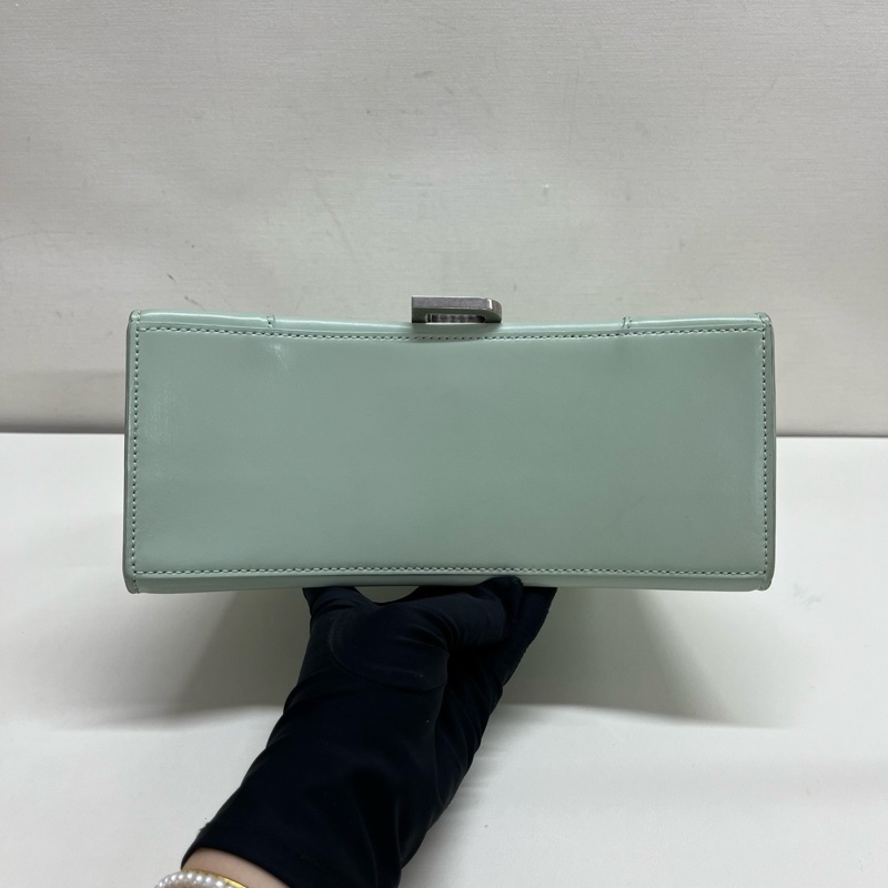 99🆕Balenciaga/巴黎世家 薄荷綠銀扣全皮沙漏s號 單肩包斜挎包手提包 可拆卸肩帶,❤️正品-4