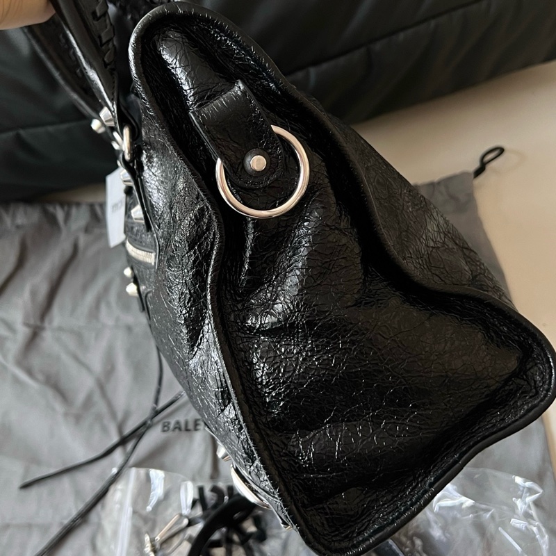 Balenciaga巴黎世家黑銀LeCity中號機車包手提包斜背包 閒置新❤️正品保障-5