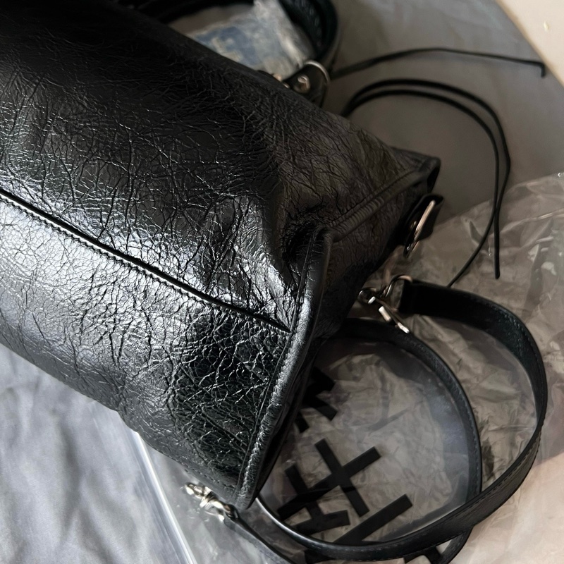 Balenciaga巴黎世家黑銀LeCity中號機車包手提包斜背包 閒置新❤️正品保障-6