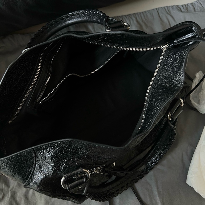 Balenciaga巴黎世家黑銀LeCity中號機車包手提包斜背包 閒置新❤️正品保障-7