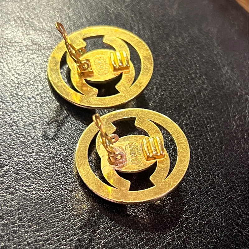 香奈兒雙CC標誌搭簍空圓環設計耳夾 Chanel Vintage Circle CC Trunlock Ear Clips-5