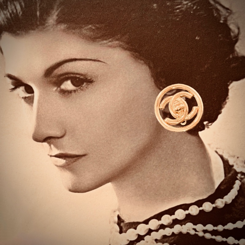香奈兒雙CC標誌搭簍空圓環設計耳夾 Chanel Vintage Circle CC Trunlock Ear Clips-8