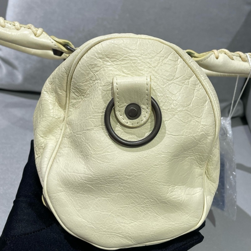 ✨balenciaga巴黎世家小雞黃色羊皮黑釘小號機車波士頓手提斜挎包 ❤️正品-2