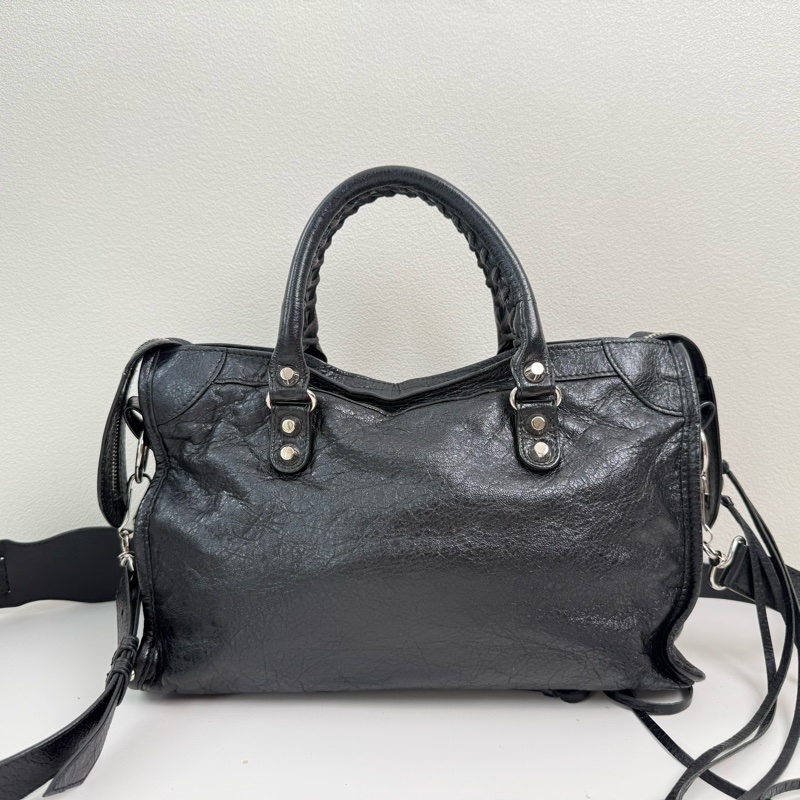 ✨99新🆕巴黎世家/Balenciaga  黑色機車包手提包斜挎包單肩包 銀扣❤️正品保障-3