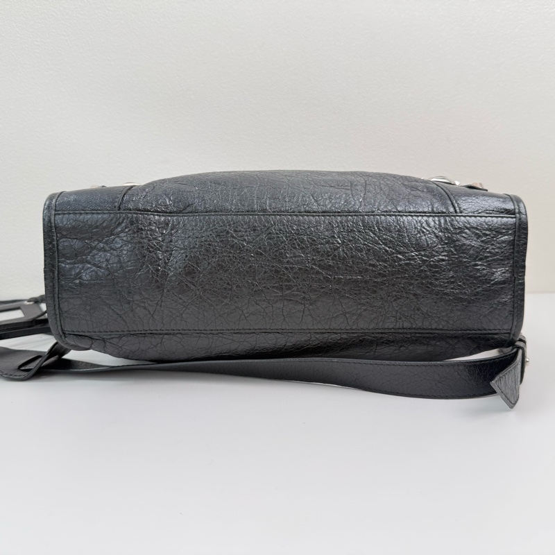 ✨99新🆕巴黎世家/Balenciaga  黑色機車包手提包斜挎包單肩包 銀扣❤️正品保障-4