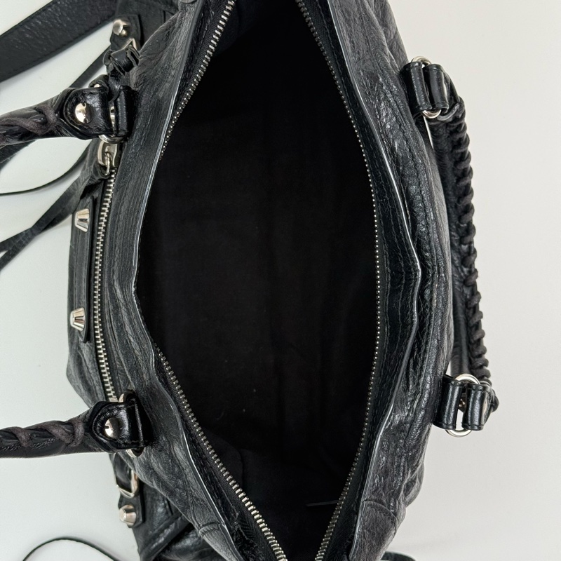 ✨99新🆕巴黎世家/Balenciaga  黑色機車包手提包斜挎包單肩包 銀扣❤️正品保障-5